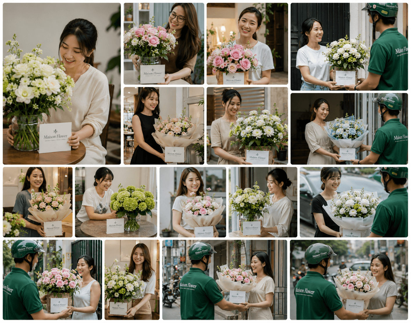 Khách hàng nhận hoa Maison Flower